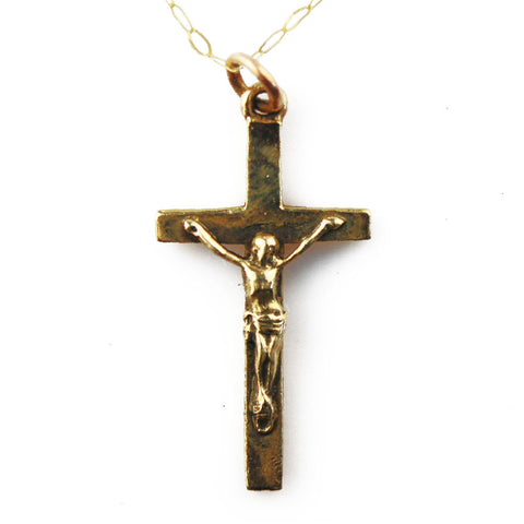 Vintage 1979 Sheffield 9 carat 375 gold Cross Pendant Necklace with Chain