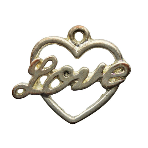 Vintage Heart Love Pendant Sterling Silver