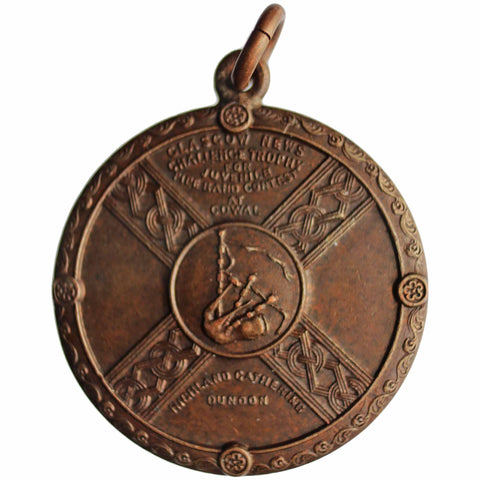 Vintage Medallion Scotland Glasgow News Challenge Trophy for Juvenile Pipe Band Contest at Cowal Medal