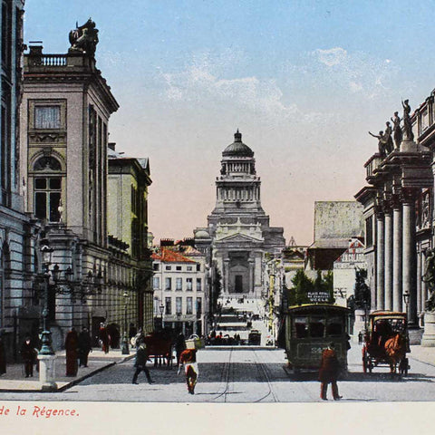 Vintage Postcard Belgium Brussels Rue de la Régence