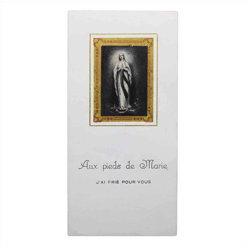 Vintage Prayer Card Religion France Aux pieds de Marie Church Pray Christian Catholic