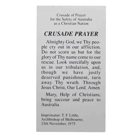 Vintage Prayer Card Religion Holy Our Lady Maria Crusade Prayer Australia Jesus Christ Church Pray Christian Catholic