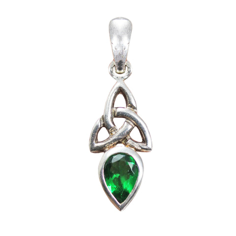 Vintage Solid Silver and Green Crystal Pendant Hallmarked 925