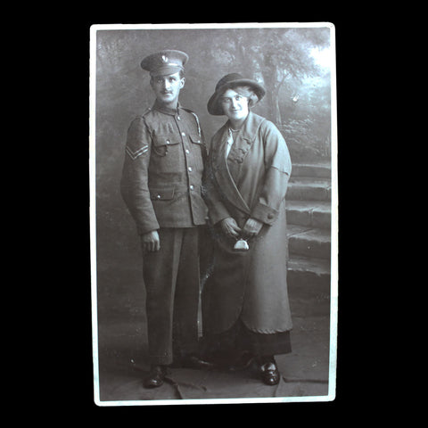 WW1 British’s Soldier and Wife World War I Era Studio Photo Postcard Army History
