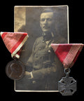 WW1 Era Austro-Hungarian Empire Karl-Cross and Bravery Medals Photo Naval Officer Wearing Them