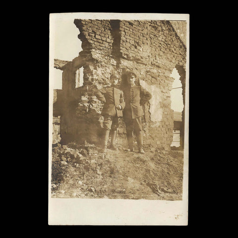 World War I Ruins Military 2 Germany Soldiers Photo WW1 Postcard