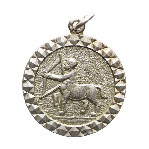 Zodiac Signs Sagittarius Vintage Silver Pendant