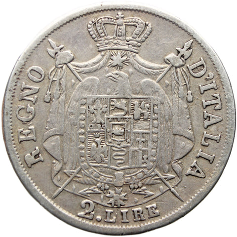 1809 M 2 Lire Italy Coin Napoleon Bonaparte Silver