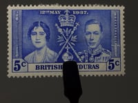 1937 5c British Honduras Stamp King George VI and Queen Elizabeth