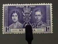 1937 1d Saint Lucia Stamp King George VI and Queen Elizabeth