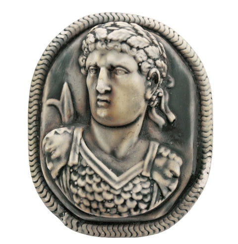 1960’s Vintage Retro Augustus Emperor of the Roman Empire Head Cameo Style Brooch Ceramic Jewellery