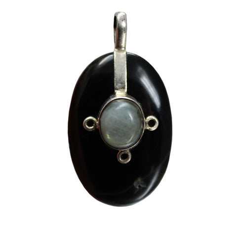 70's Stylish Vintage Silver and Stone Pendant