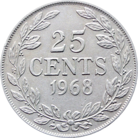 1968 25 Cents Liberia Coin