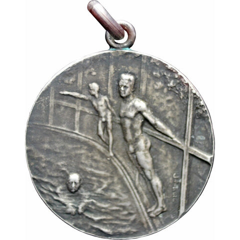 1910’s Antique J. Fisch Belgium Swimming Cercle de natation de Schaerbeek Sport Award Pendant Medal