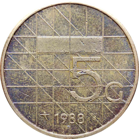 1988 5 Gulden Netherlands Coin Beatrix
