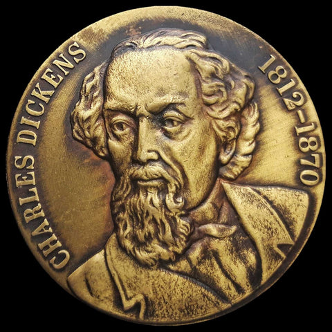Vintage Great Britain Charles Dickens 200 Year Commemorative Medal Brass