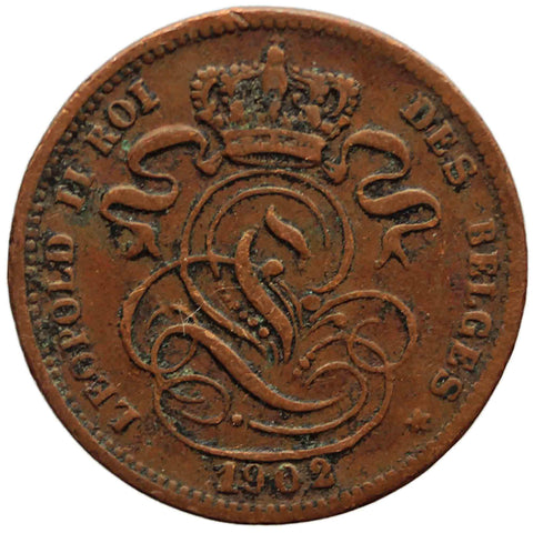 1902 1 Centime Belgium Léopold II Coin French text