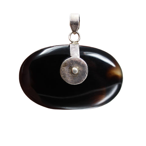 Vintage Silver and Black Stone Pendant