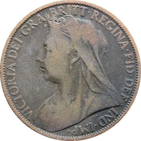1900 One Penny Queen Victoria Great Britain Bronze Coin