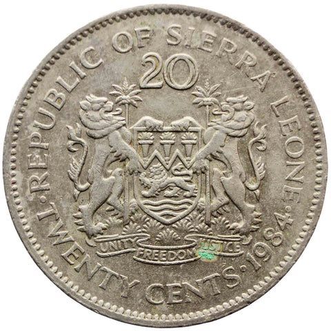 1984 Sierra Leone 20 Cents Coin Dr. Siaka Stevens