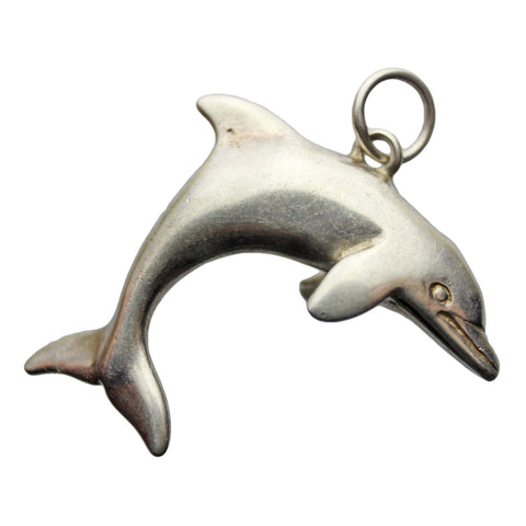 Vintage Dolphin Pendant Sterling Silver
