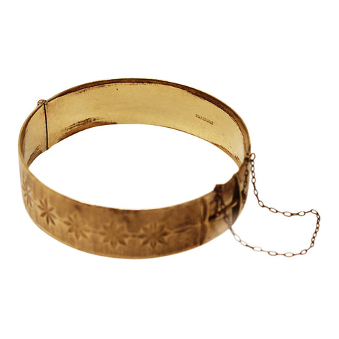 1900’s Antique Victorian 14ct Gold Rolled Bangle Engraved Bracelet