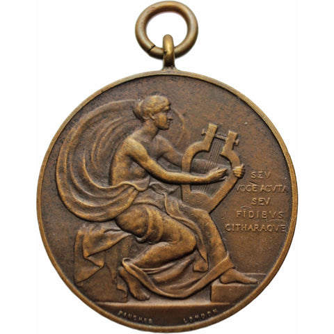 1939 Stratford and East London Musical Festival Bronze Award Medal by Pinches