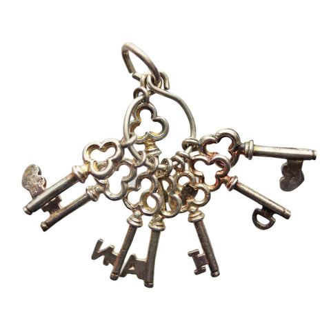 Vintage Keys Pendant Sterling Silver