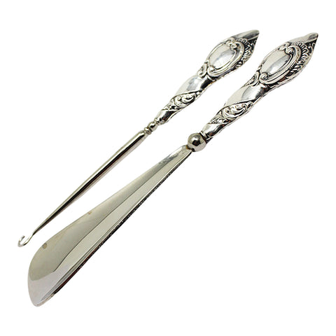 1921 George V Era Sterling Silver Handles Shoe horn and Button Hook Silversmith J & R Griffin Joseph Richard Griffin Chester Hallmarks