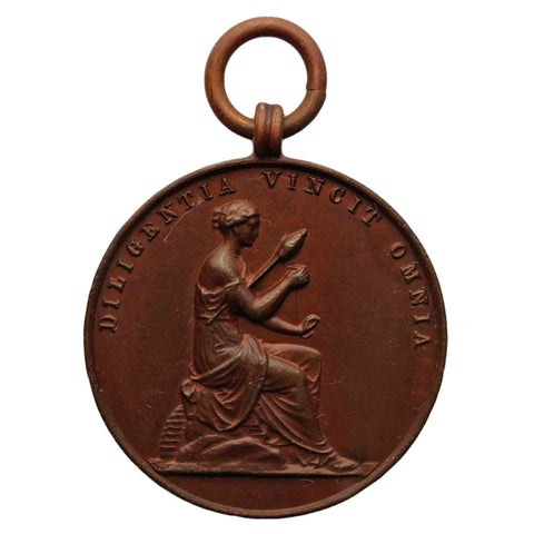 Antique 1890’s Medal Diligentia Vincit Omnia Award Medallion