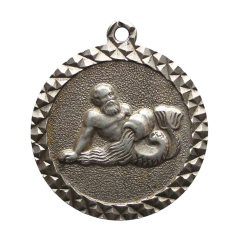 Zodiac Signs Aquarius Vintage Silver Pendant