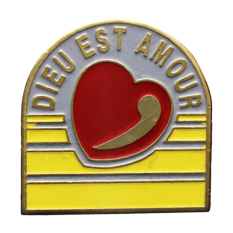 Dieu Est Amour Pin Badge God is love Christian Vintage