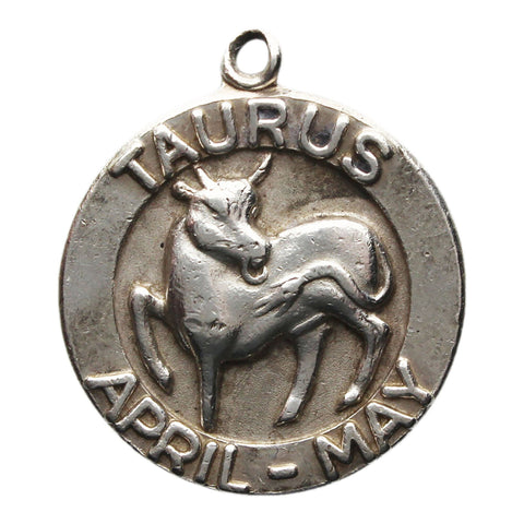 Taurus Zodiac Sign Silver Pendant Vintage