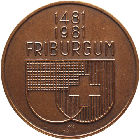 1981 Friburgum Switzerland Medal Medallion Vintage