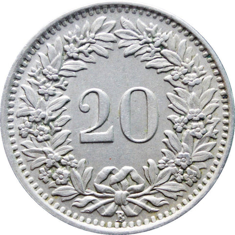 1947 Switzerland 20 Rappen Coin