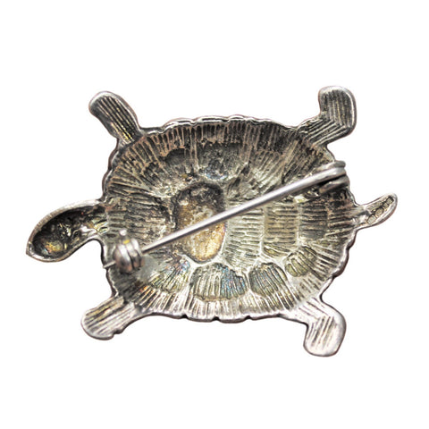 Silver Brooch Marcasite Turtle Vintage