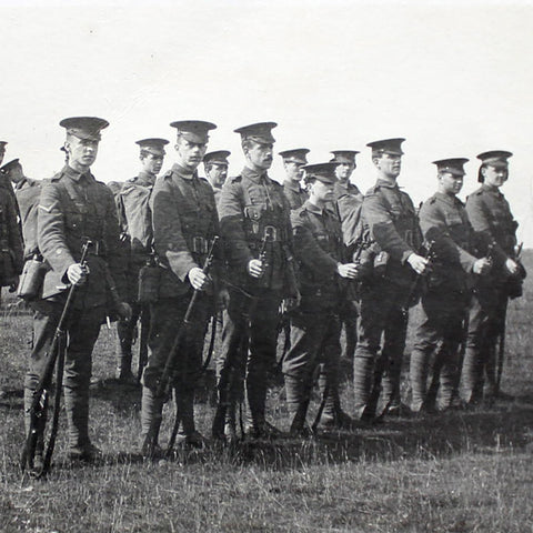 1914’s World War I Military British Soldiers Rifle Drill in Field WW1 Postcard Army History