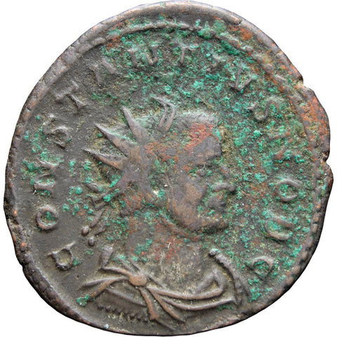 294 - 295 A.D. Roman Empire Constantius I Coin Antoninianus Lyons Mint