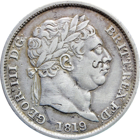 1819 over 3 Shilling George III Great Britain Rare Coin Silver