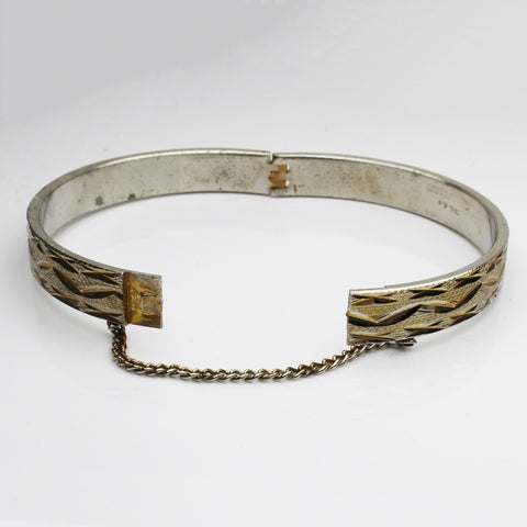 Vintage Bangle Engraved Bracelet Hinged Medium Size