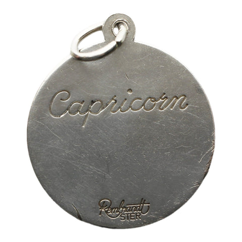 Vintage Capricorn Silver Zodiac Signs Pendant