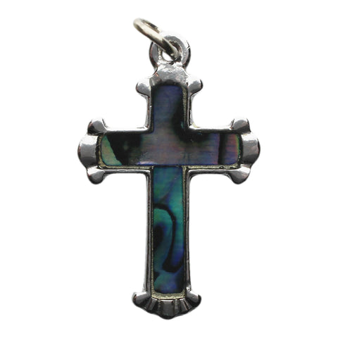 Religious Vintage Cross Abalone Pendant Crucifix