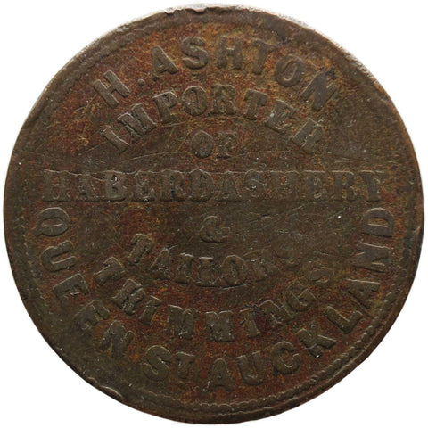 1863 1 Penny Ashton, H.  Auckland New Zealand Trade Token