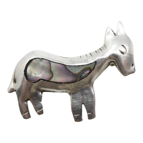 Vintage Mexican Sterling Silver Donkey Animal Figural Brooch