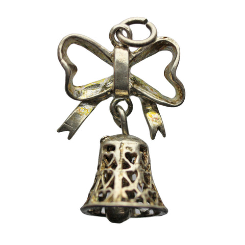 Vintage Bell Pendant Sterling Silver