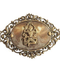 1900’s Antique Thailand Siam Silver and Shell Brooch Vishnu God Hindu