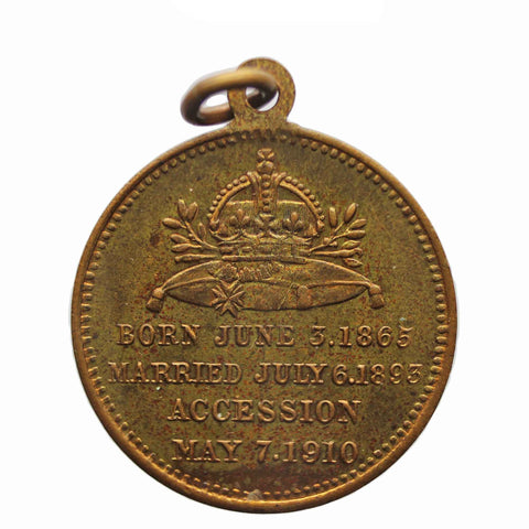 1910 Antique Medal George V Coronation British Medallion