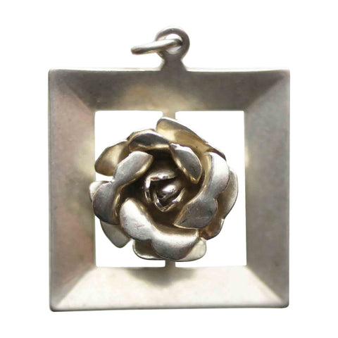 Vintage Pendant Flower Rose Silver 925