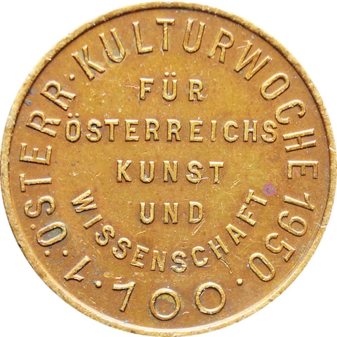 1950 Austria Token Goldener Groschen Medallion for Art and Science