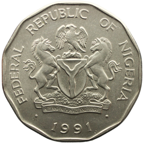 1991 50 Kobo Nigeria Coin